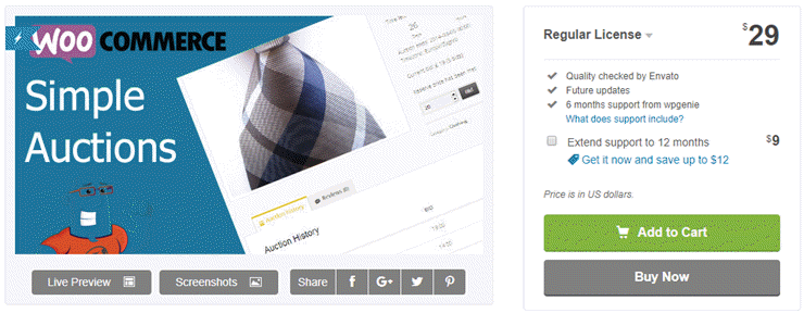 woocommerce simple auctions