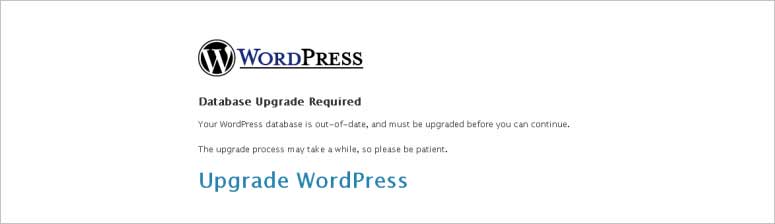 WordPress database upgrade