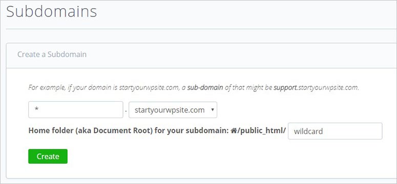 Wildcard subdomain