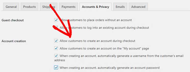 Account creation