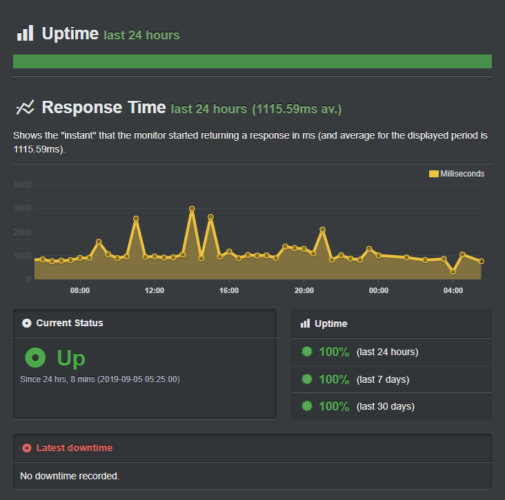 hostinger review - uptime record