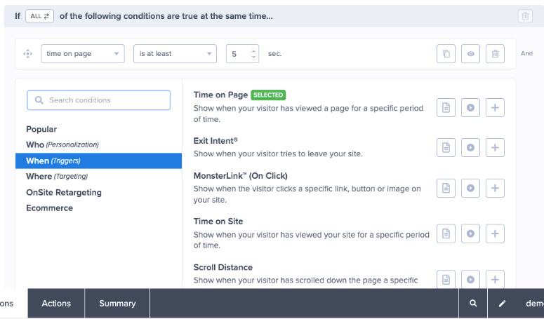 OptinMonster new display rules tab