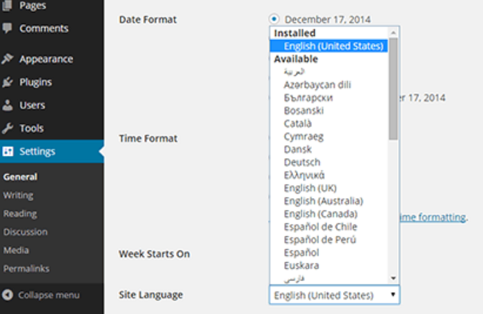 wordpress localization