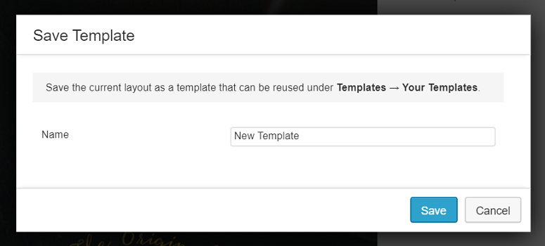 wordpress layouts save tempate