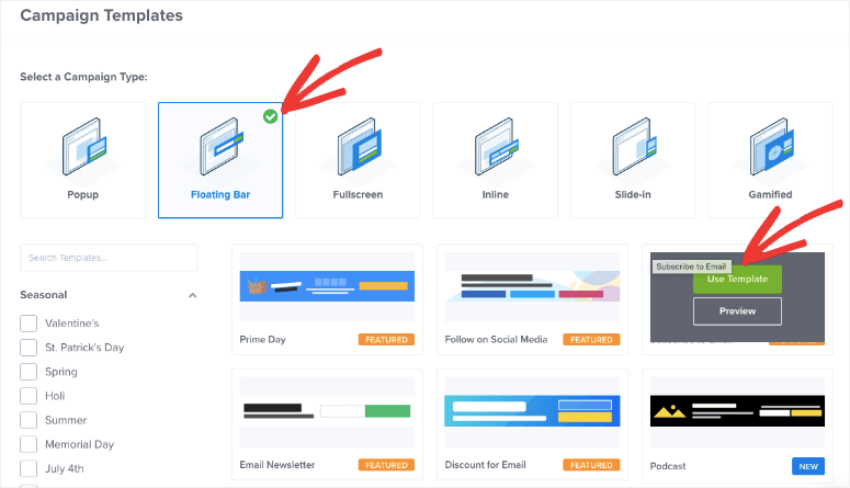 floating bar campaign templates