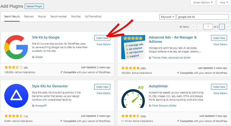 Site kit installation - IsItWP - Détecteur de thèmes WordPress gratuit Site kit installation