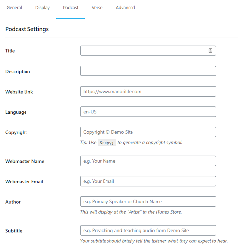 Sermon Manager Settings - IsItWP - Détecteur de thèmes WordPress gratuit Sermon Manager Settings