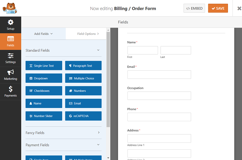 WPForms field