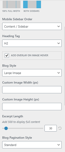 customize Blog settings oceanwp