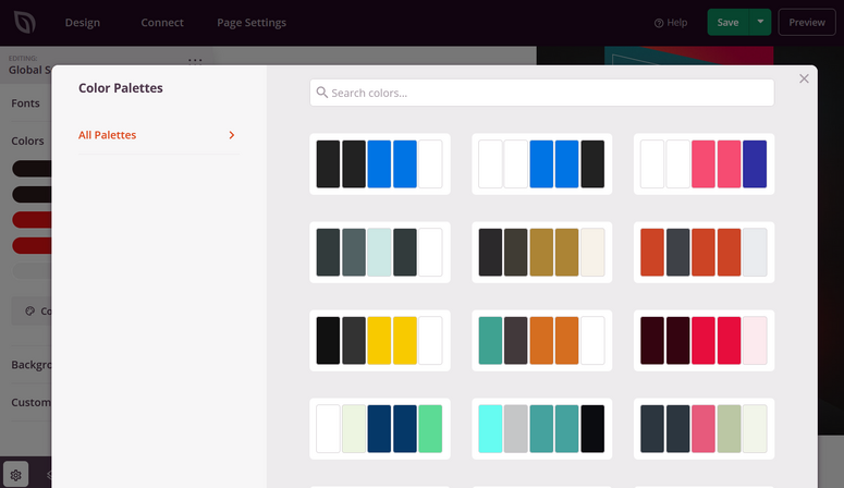 landing page color palettes