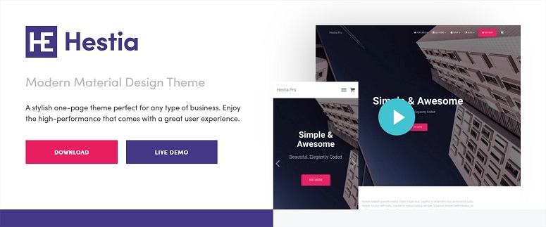 Hestia theme,free ecommerce theme