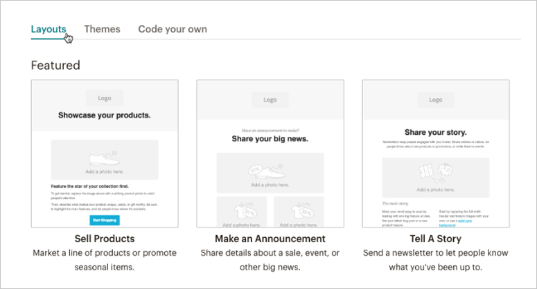 Mailchimp layouts