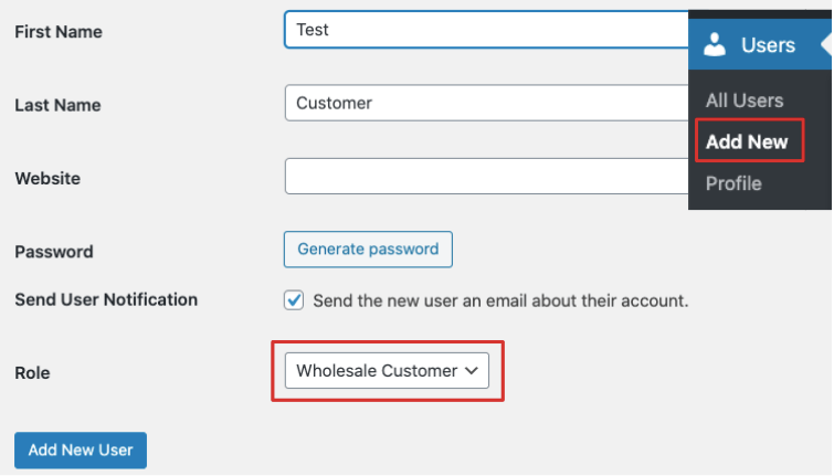 Add wholesale customer user role