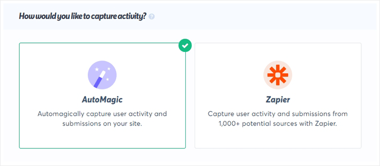 Capture activity type