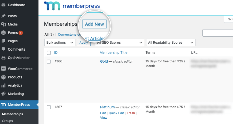 memberships in memberpress