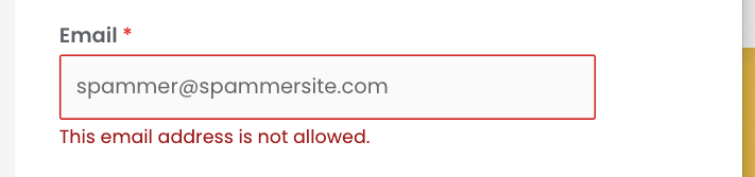 email address not allowed wpforms