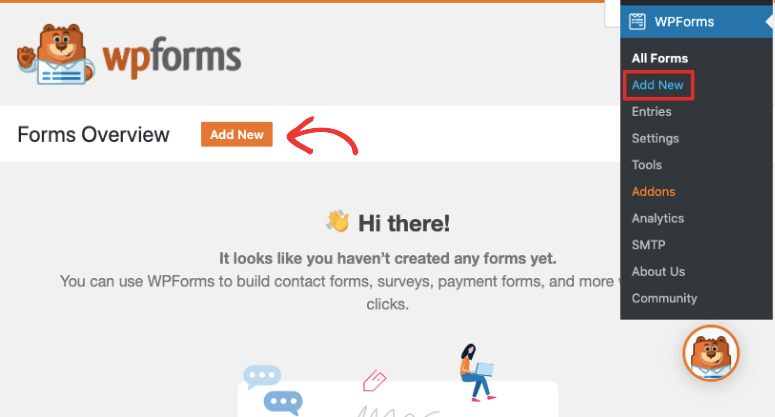 wpforms create a new form