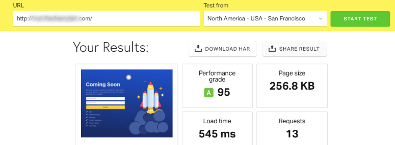 WP Rocket speed test