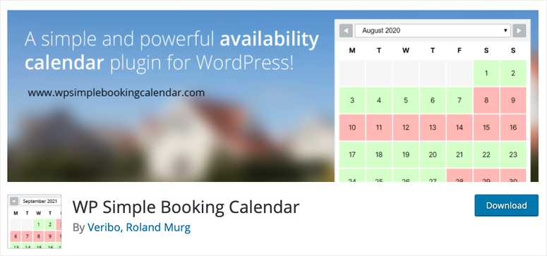 wp SIMPLE booking cal - IsItWP - Détecteur de thèmes WordPress gratuit