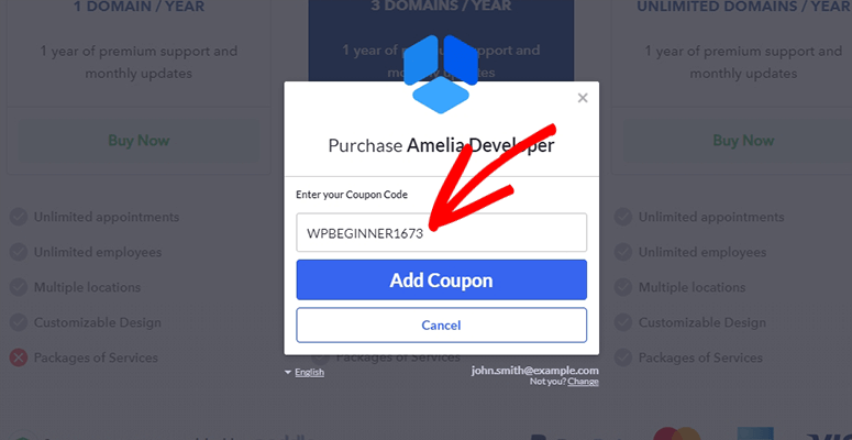 Enter coupon