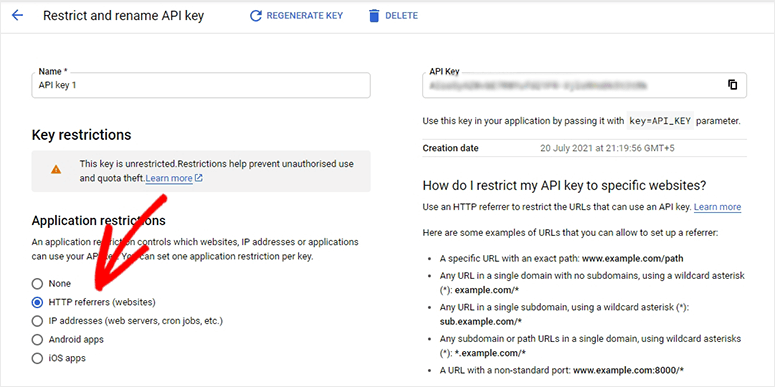 Application restriction