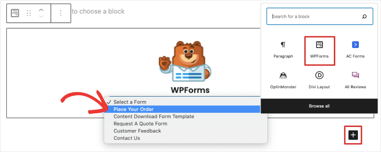 wpforms block editor