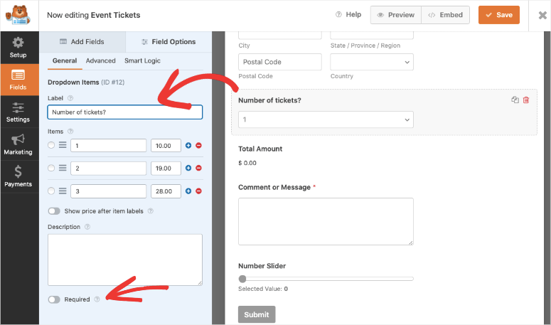 add number of tickets in wpforms