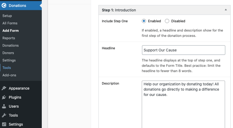 donation templates