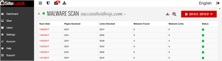 Malware scan result