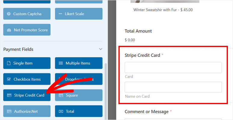 add stripe payment field