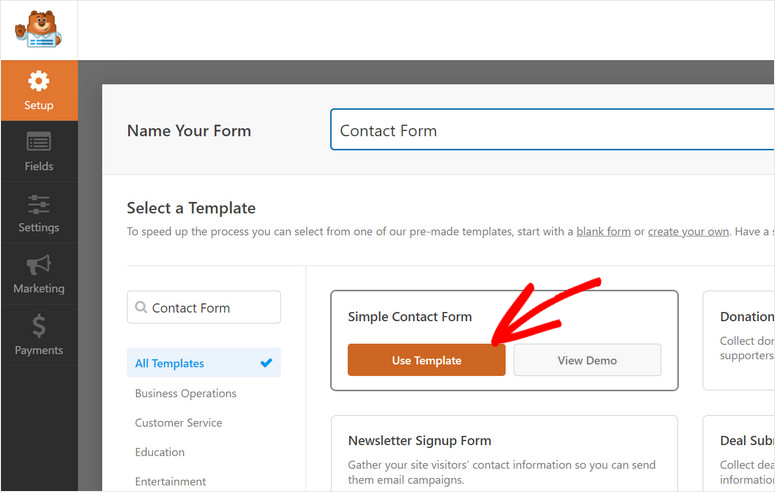 create divi contact form in wpforms