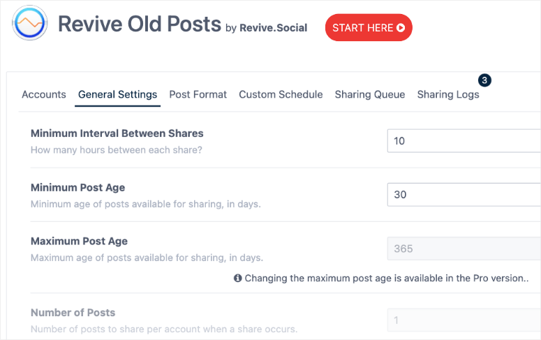 revive old posts dashboard