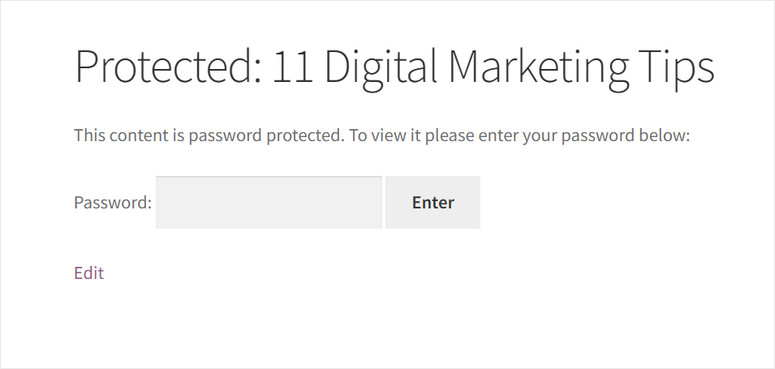 wordpress password protected page