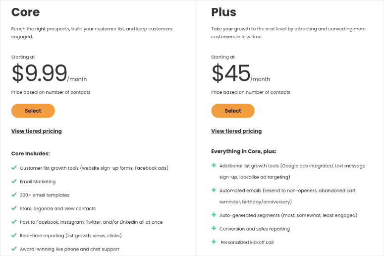 constant contact pricing