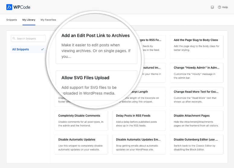 WPCode Snippets Library