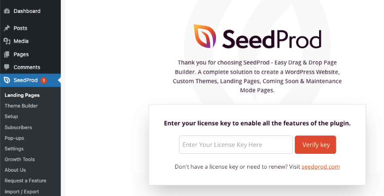 seedprod enter license