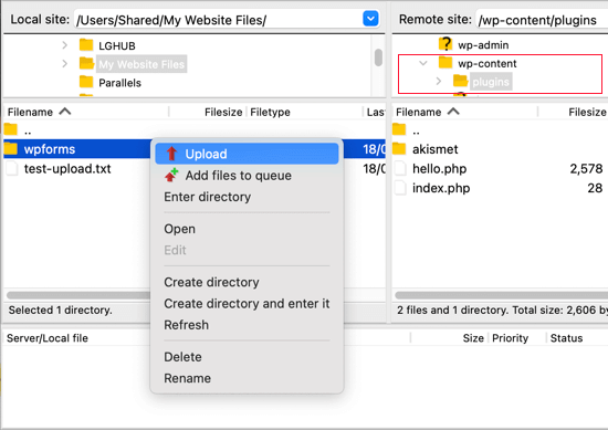 upload plugin in ftp