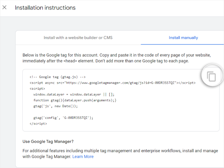 google analytics manual code