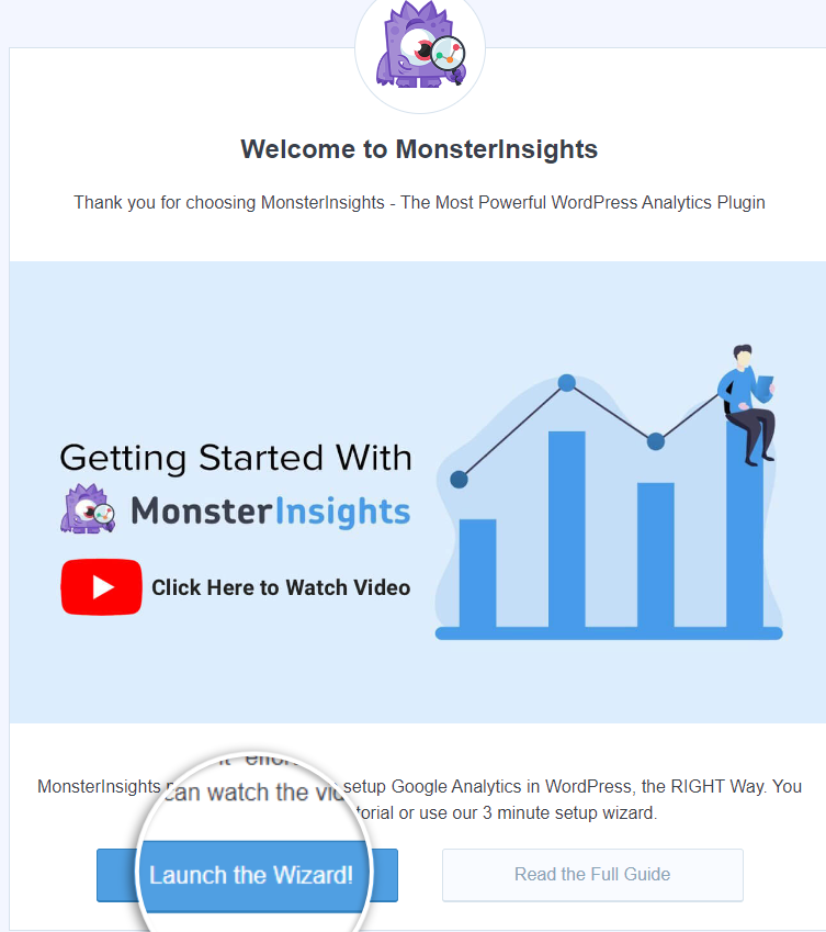 monsterinsights launch wizard
