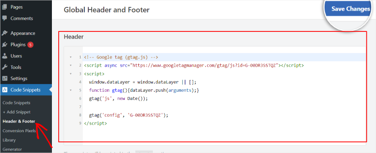 wpcode header footer