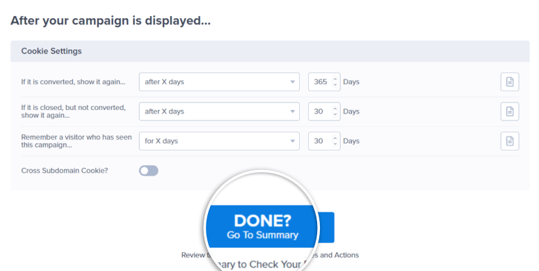 optinmonster cookie settings