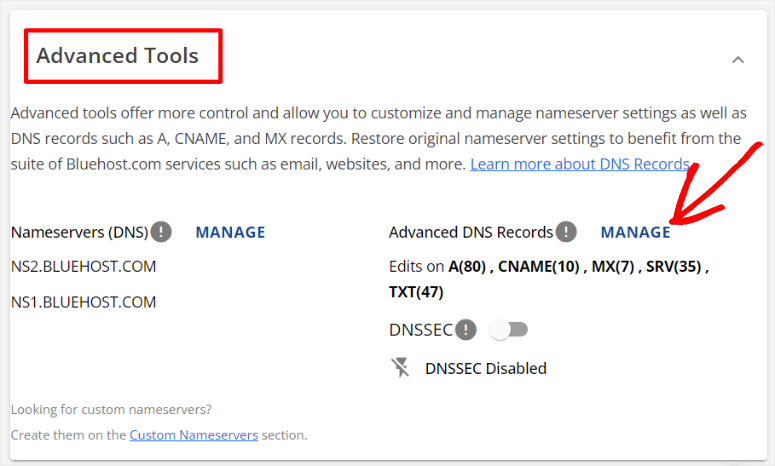 workspace dns setting bluehost