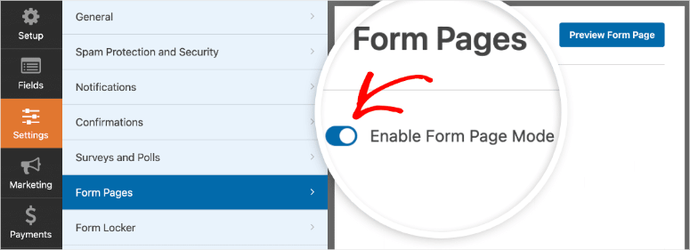 enable form page mode