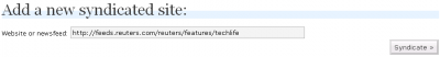 FeedWordPress - Add a new syndicated site