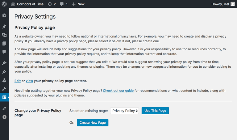 WordPress privacy policy generator