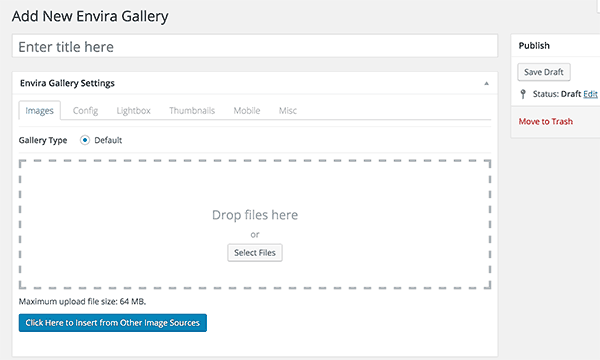 Creating a new image gallery in WordPress using Envira Gallery