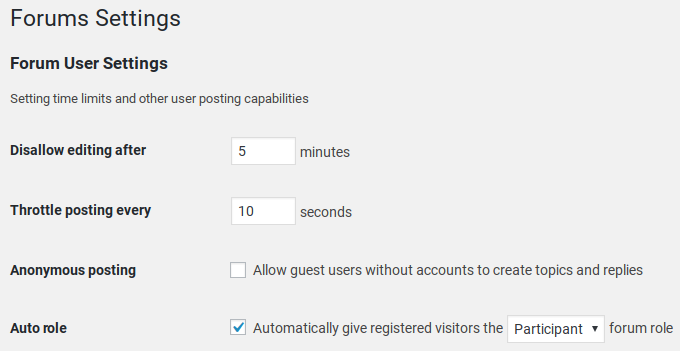 bbPress Review - settings