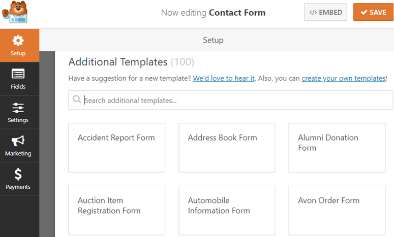 wpforms templates pack