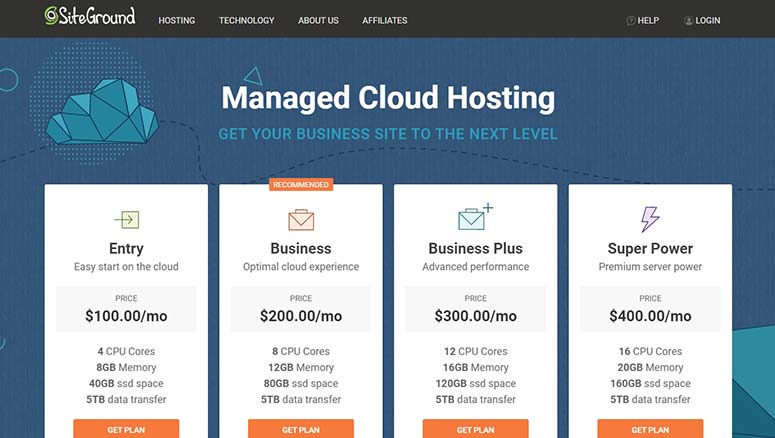 SiteGround cloud hosting