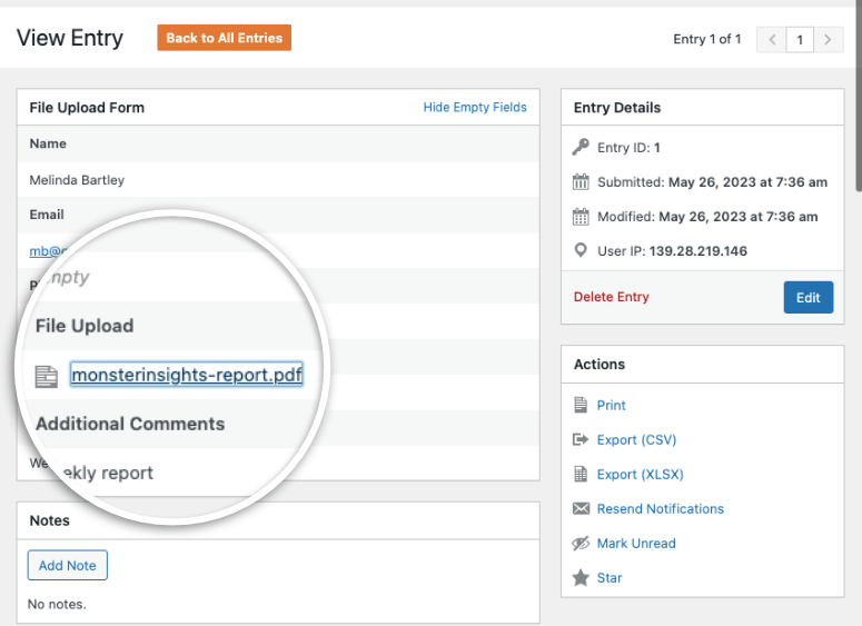 view file upload in WPForms